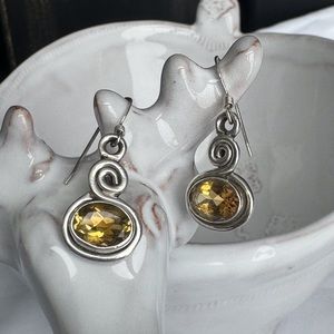 Boho Citrine Drop Earrings 925SS